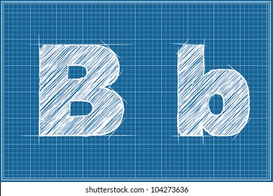 B Sketch Letter On Blueprint Stock Illustration 104273636 | Shutterstock