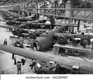 b-24 liberator bombers nearing completion on Stock Illustration 242289487