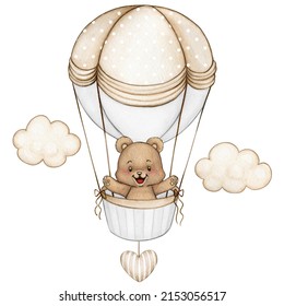 Baby bear on a hot air balloon baby shower - Powered by Shutterstock