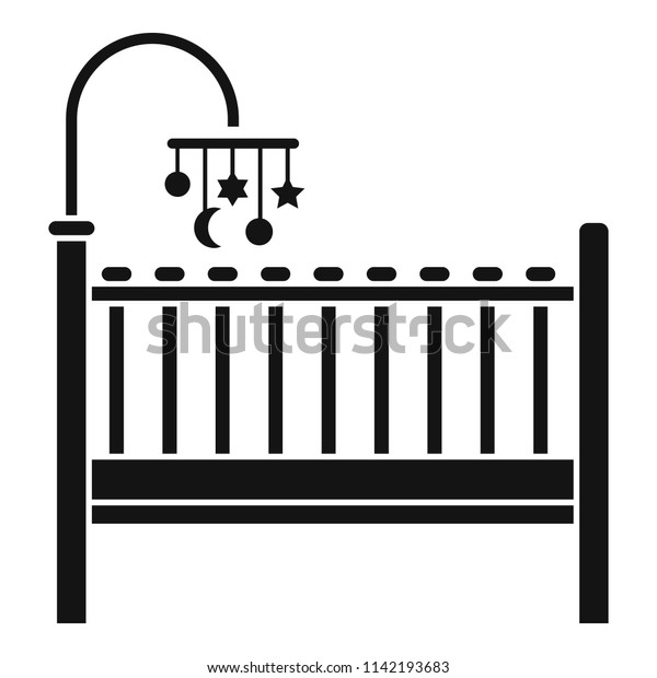 Baby bed icon. Simple\
illustration of baby bed icon for web design isolated on white\
background