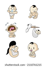 Baby Big Head Collection Cartoon  Illustration