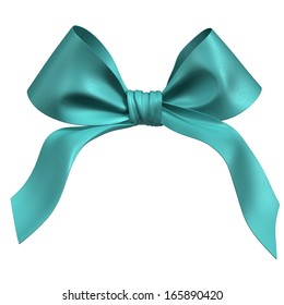 Baby Blue Ribbon Bow Isolated On White Background With Clipping Path