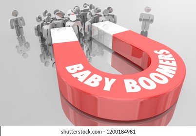 Baby Boomers Demo Group Magnet People 3d Illustration