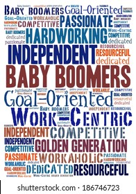 Baby boomers in word collage
