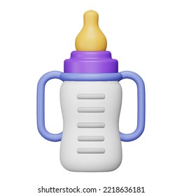 Baby Bottle 3d Rendering Isometric Icon.