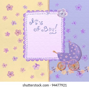 Baby boy arrival card with blank - Powered by Shutterstock