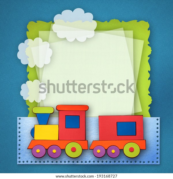 Baby Card Train On Blue Background Stock Illustration 193168727