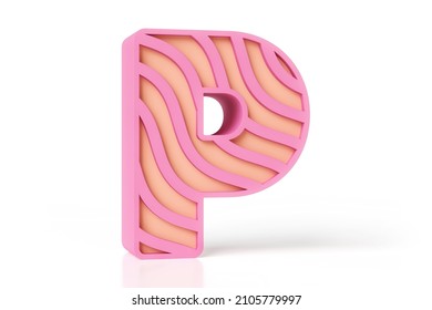 Baby Care Style Typography 3D Letter P Made Of Delicate Pink And Creamy Soft Color Scheme. High Quality 3D Rendering.