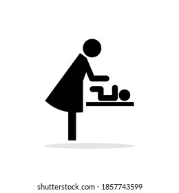 Baby changing restroom sign. Nappy change room pictogram, baby diaper woman wc symbol, mother toilet tables bathroom illustration