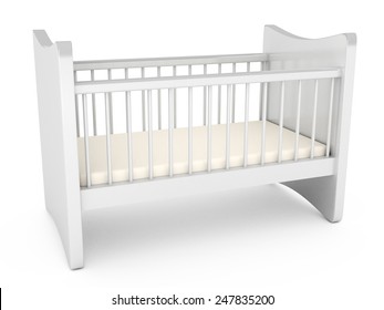 Baby cot over white background. computer generated