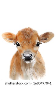 Baby Cow, Cow print, Farm baby animal, Nursery wall art, Printable poster, Kids bedroom decor, Woodland animal print, Printable baby animal art