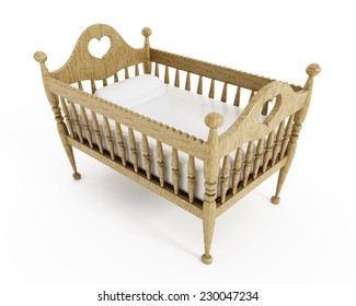 Baby Crib Isolated On White Background.