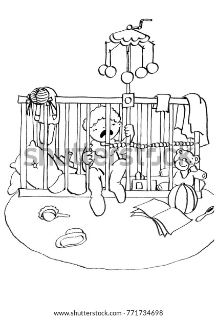 Baby Crying Crib Stock Illustration 771734698