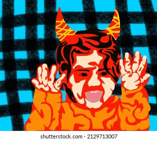 Baby Devil Crying Design Art