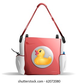 Baby Diaper Bag In Pink With Duck Design