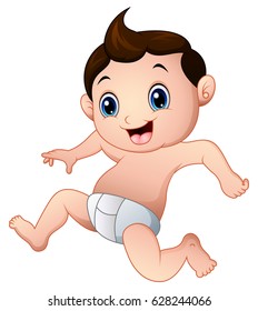 Baby In Diaper Jumping