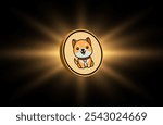 Baby doge cryptocurrency logos images on digital background. 3d illustrations.