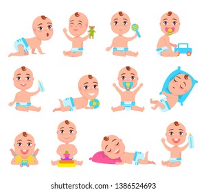 Baby Emotions Activities Collection Poster Child Stock Illustration ...