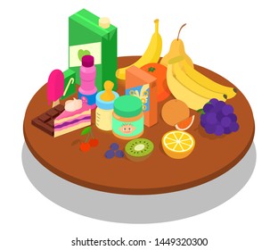 Baby Food Concept Banner. Isometric Banner Of Baby Food Concept For Web, Giftcard And Postcard