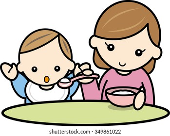 Baby Food Mother Baby Stock Illustration 349861022 | Shutterstock