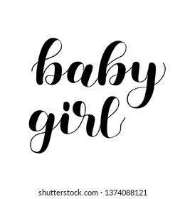 Baby Girl Brush Lettering Isolated On Stock Illustration 1374088121 ...