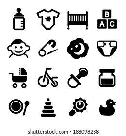 Baby Childhood Vector Icons Set Isolated Stock Vector (Royalty Free ...