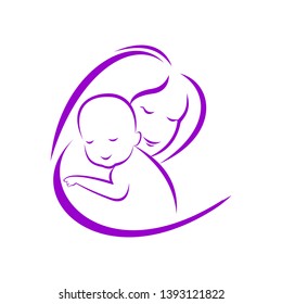 Mother Her Baby Silhouette Isolated Vector Stock Vector (Royalty Free ...
