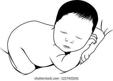 Baby Newborn Sleeping Babies New Life Cute Smiling Softness Baby Girls Comfortable Small Lying Down  - Powered by Shutterstock