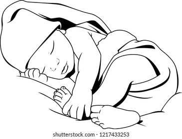 Baby Newborn Sleeping Babies New Life Cute Smiling Softness Baby Girls Comfortable Small Lying Down  - Powered by Shutterstock