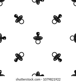 Baby Pacifier Pattern Repeat Seamless In Black Color For Any Design. Geometric Illustration