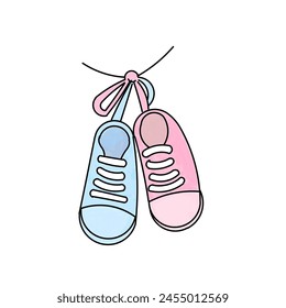 baby pink and blue shoe illustration, baby shower invitation concept  - Powered by Shutterstock