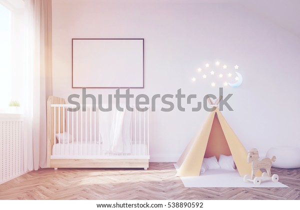 Baby Room Interior Crib Tent Poster Stock Illustration 538890592