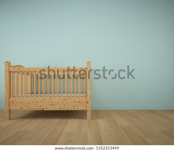 light wooden crib