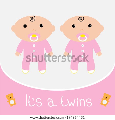 Baby Shower Card Twins Girls Rasterized Stock Illustration 194964431