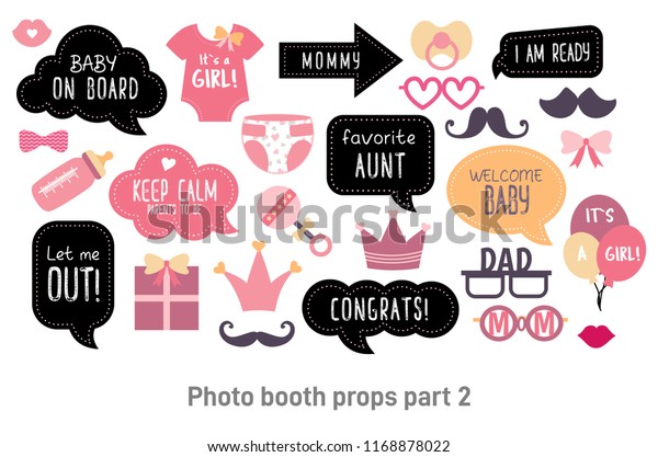 Baby Shower Photo Booth Props Happy のイラスト素材