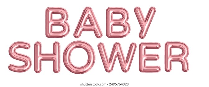 Baby Shower shown with pink inflated helium balloons. Illustration. - Powered by Shutterstock