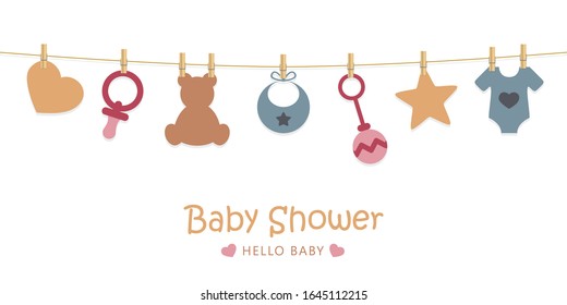 baby shower welcome greeting card for childbirth  illustration 