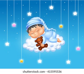 Baby sleeping on the cloud - Powered by Shutterstock