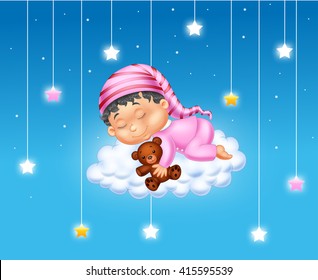 Baby sleeping on the cloud - Powered by Shutterstock