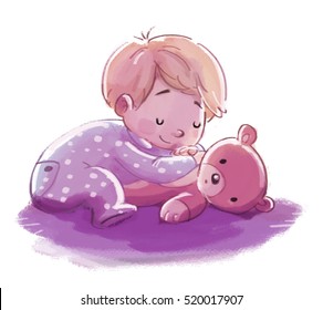 Baby sleeping with teddy bear - Powered by Shutterstock