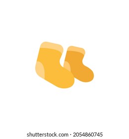 Baby Socks Isolated Illustration. Baby Socks Flat Icon On White Background. Socks Clipart.