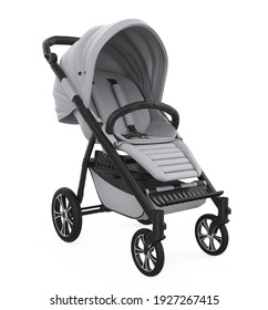 Baby Stroller Isolated. 3D rendering