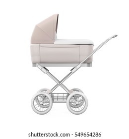 Baby Stroller Isolated. 3D Rendering