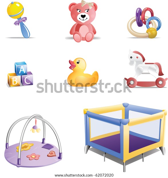 Baby Toys Set Including Rattle Teddy Stock Illustration 62072020