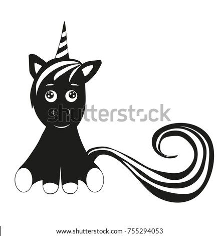 Download Baby Unicorn Silhouette Stock Illustration 755294053 ...