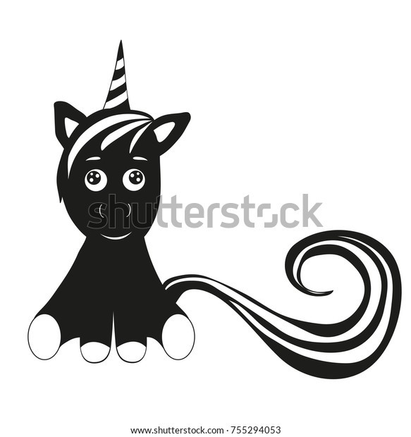 Baby Unicorn Silhouette Stock Illustration 755294053