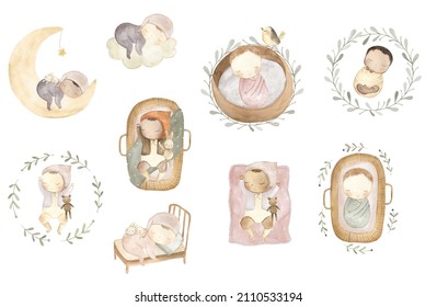 Baby Watercolour Illustration Nursery Clipart