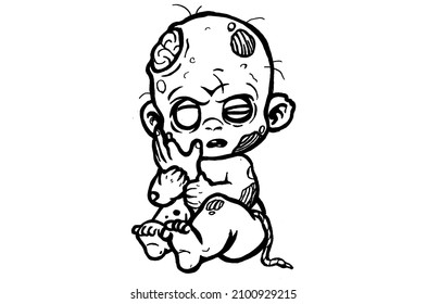 Baby Zombie Character Graffiti Drawing With Black Marker