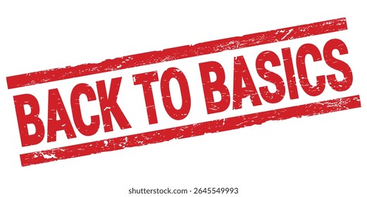 BACK TO BASICS text written on red rectangle stamp sign.
