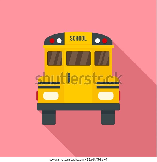 Back of old school bus icon. Flat\
illustration of back of old school bus icon for web\
design